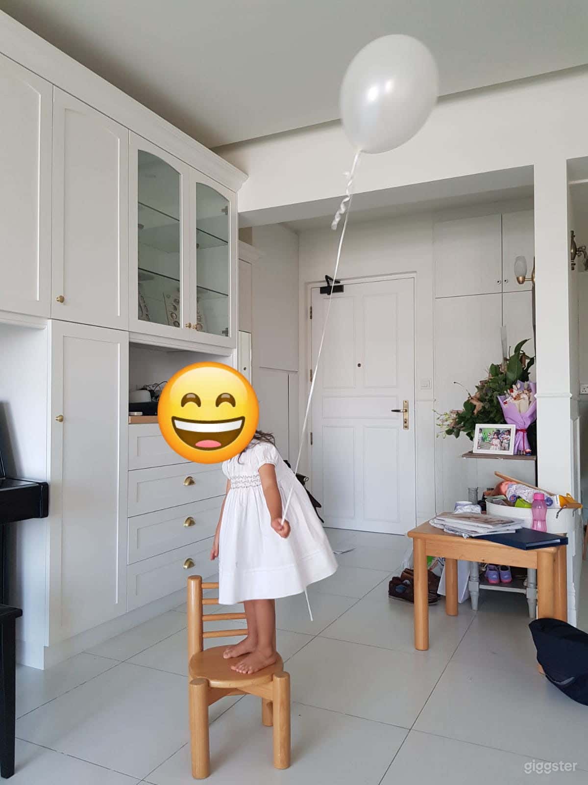 Kids table, White Furniture with gold handles