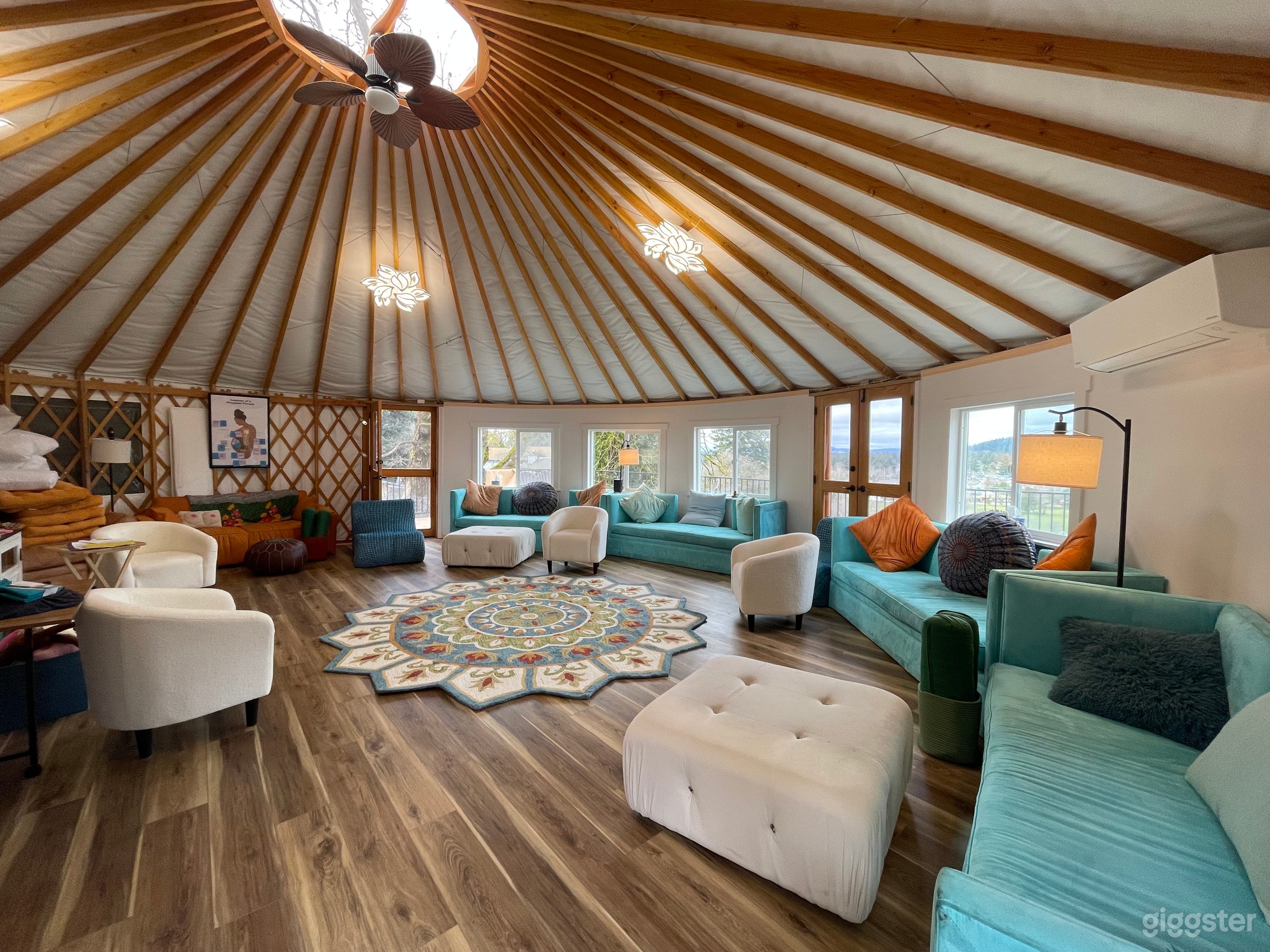 Meet in our vaulted ceiling 700 sq foot Pacific Yurt with all the modern amenties