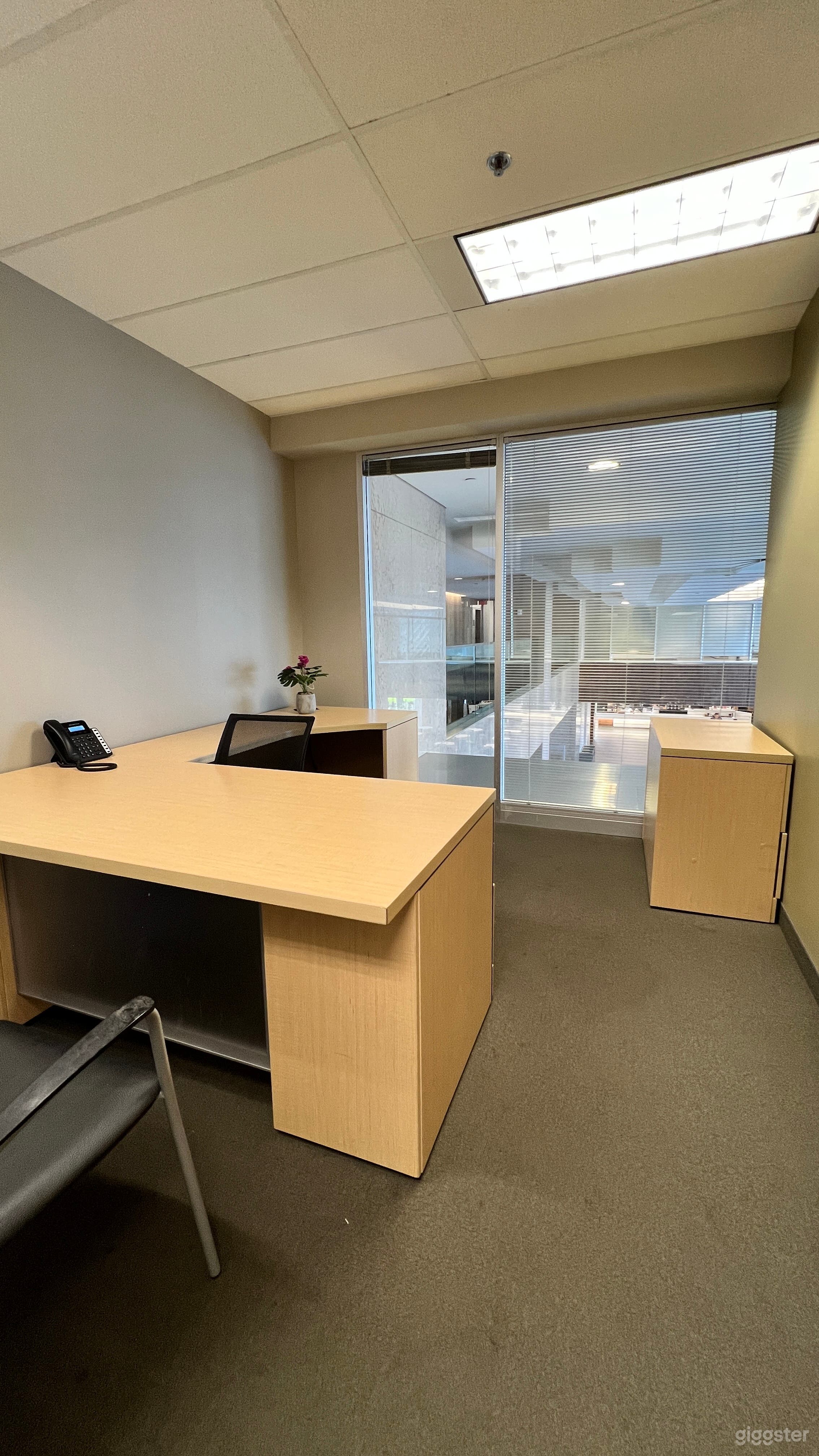Intelligent Office Scarborough offers private office with executive furniture. 
Size of the office is 115 sqft and is good for 3 people meeting.
