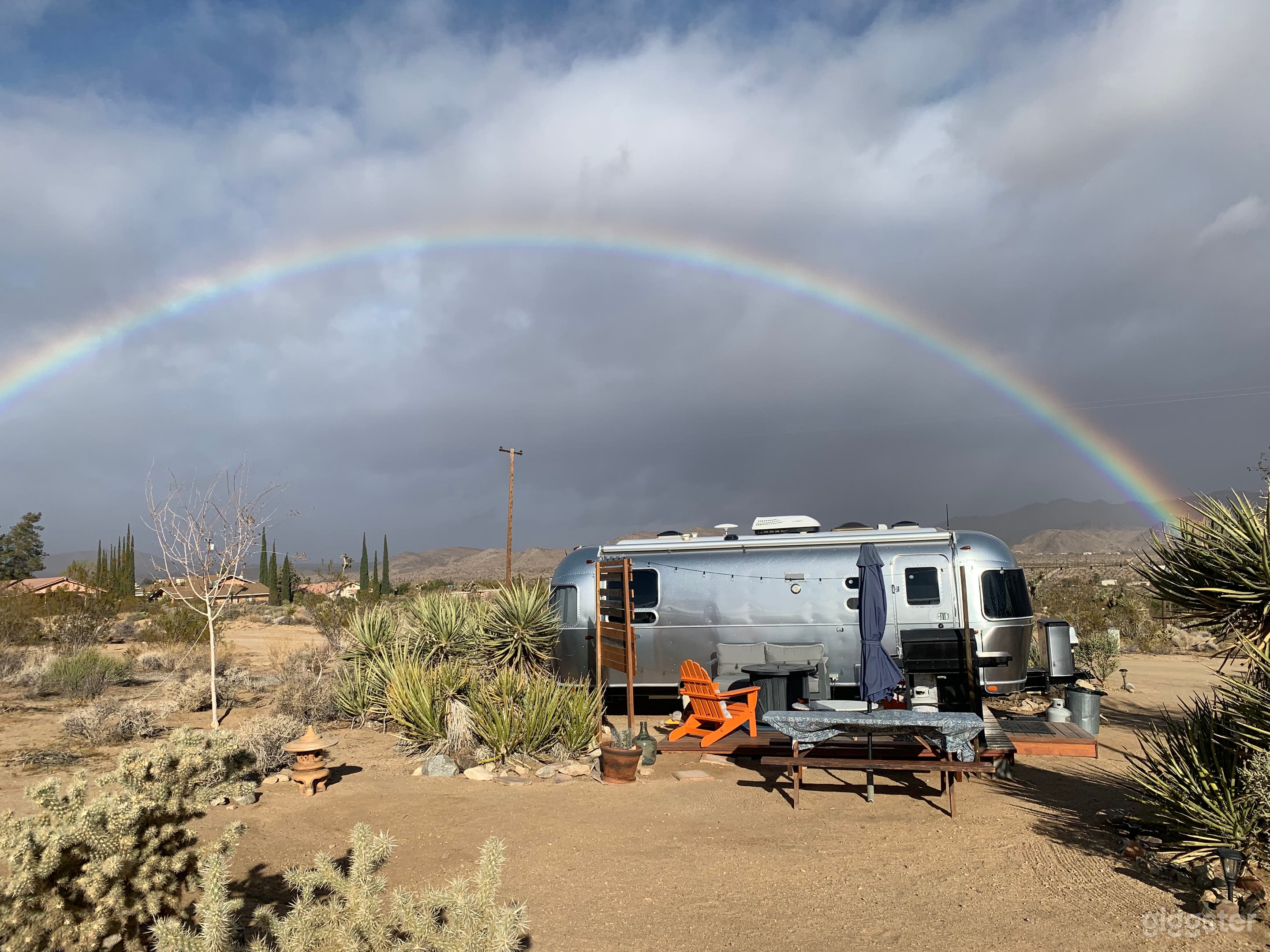 A rainbow over the Airstream