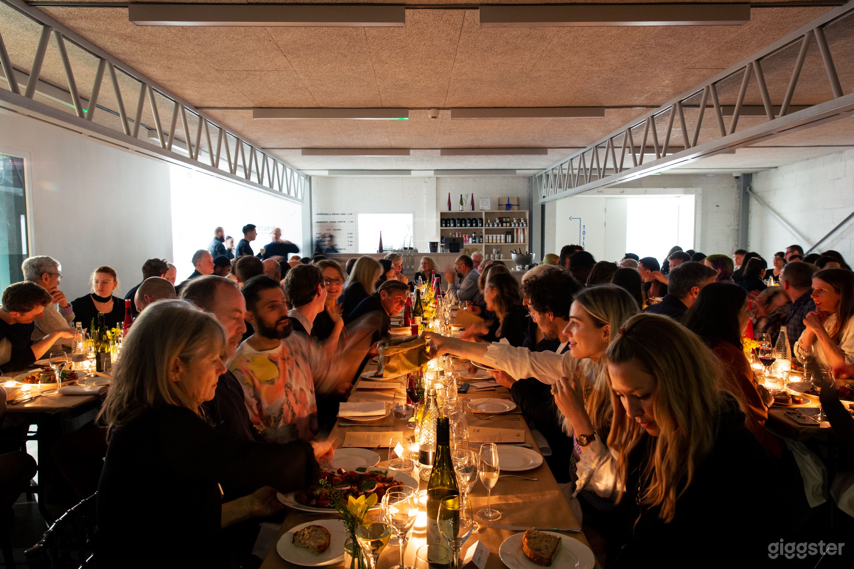 Dinner in cafe/restaurant area