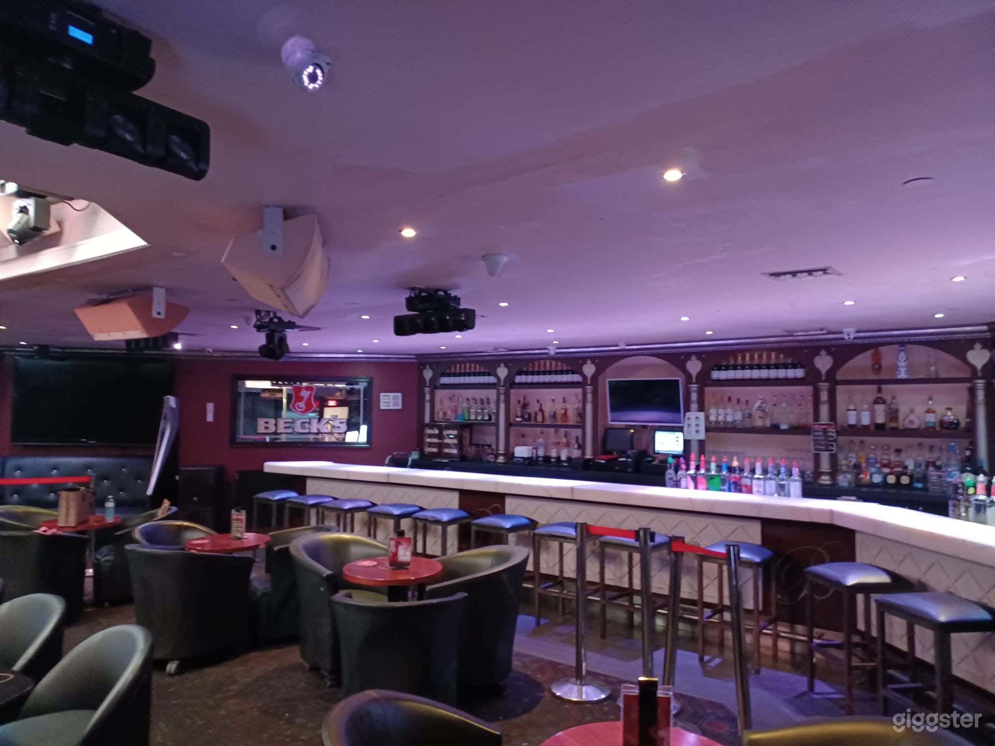Bar and seating area on the club floor.