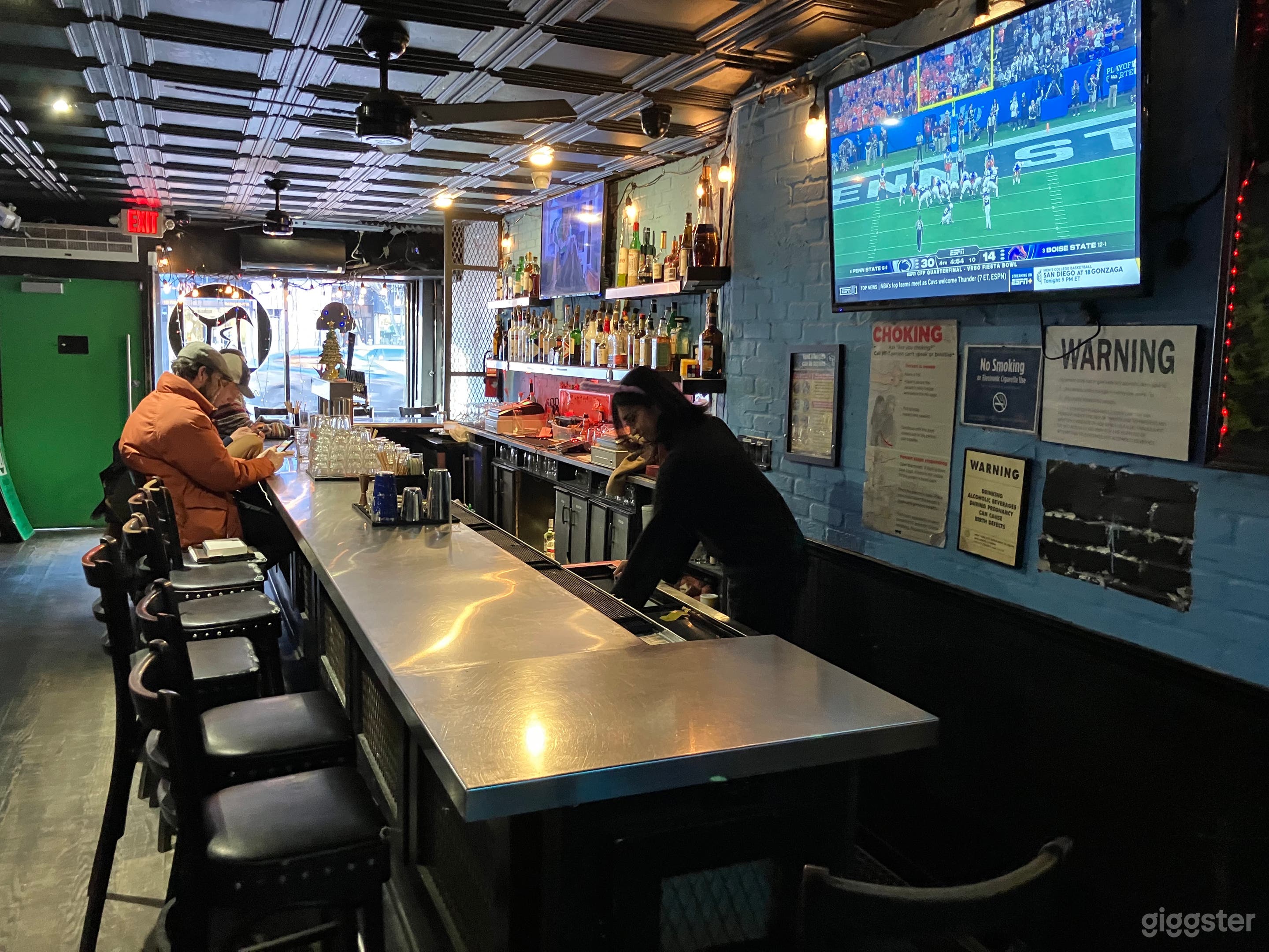 Down the bar from the back