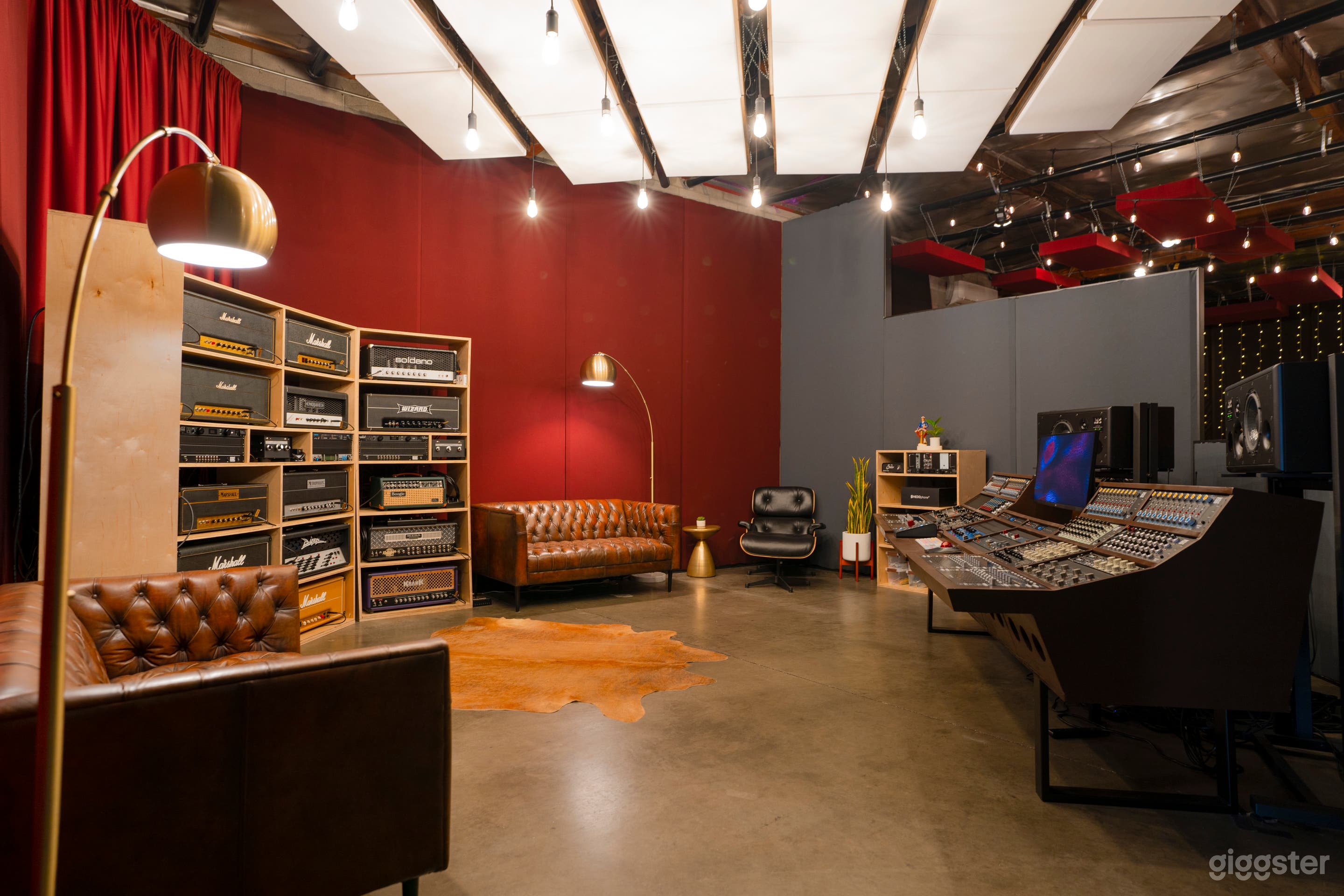 Control room, which is an open concept and connected directly to the live room (no glass).