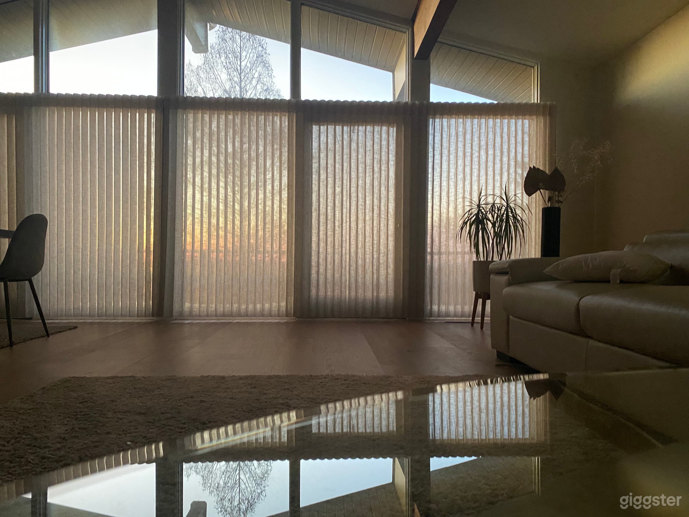 Living space top floor at sunrise.