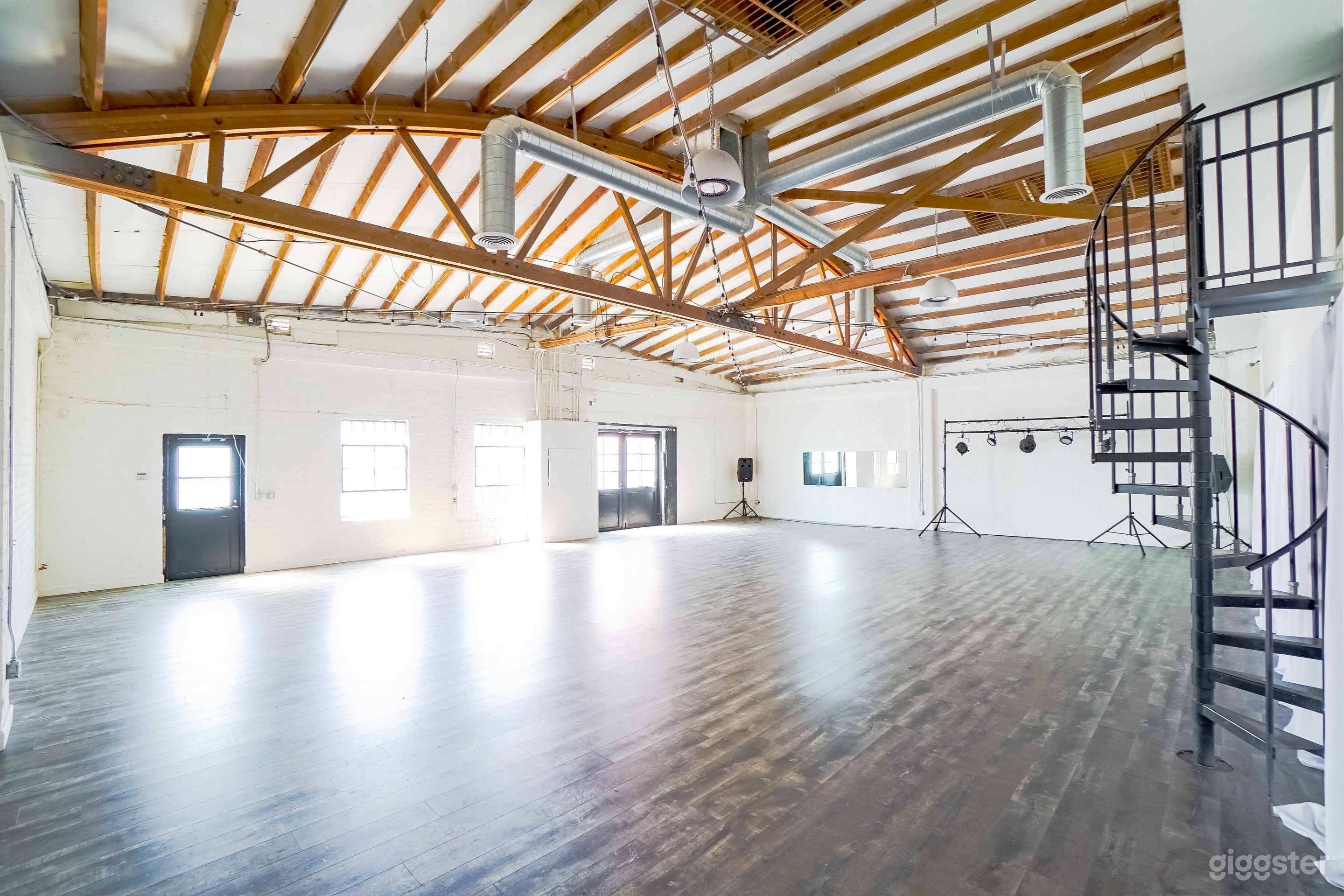 Main Studio - North Wall. Has an installed mirror on the wall