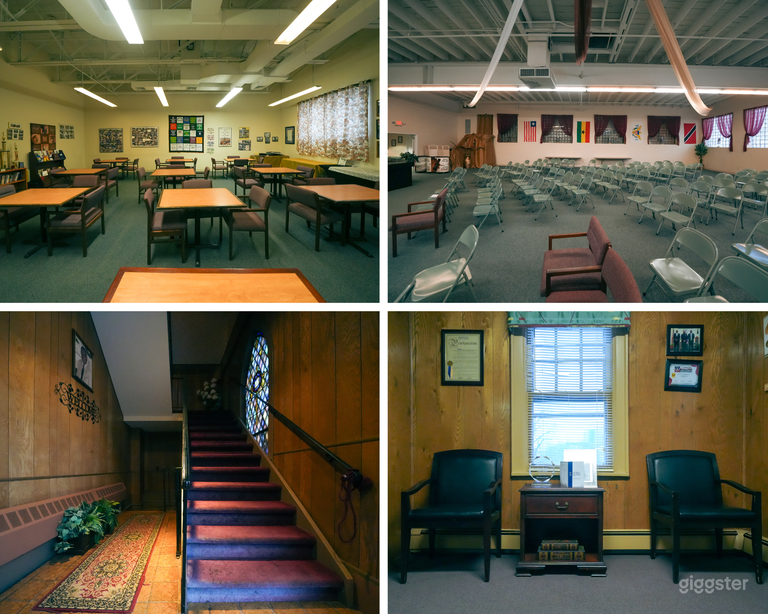  80s Office with Retro Design and Large Workspace 