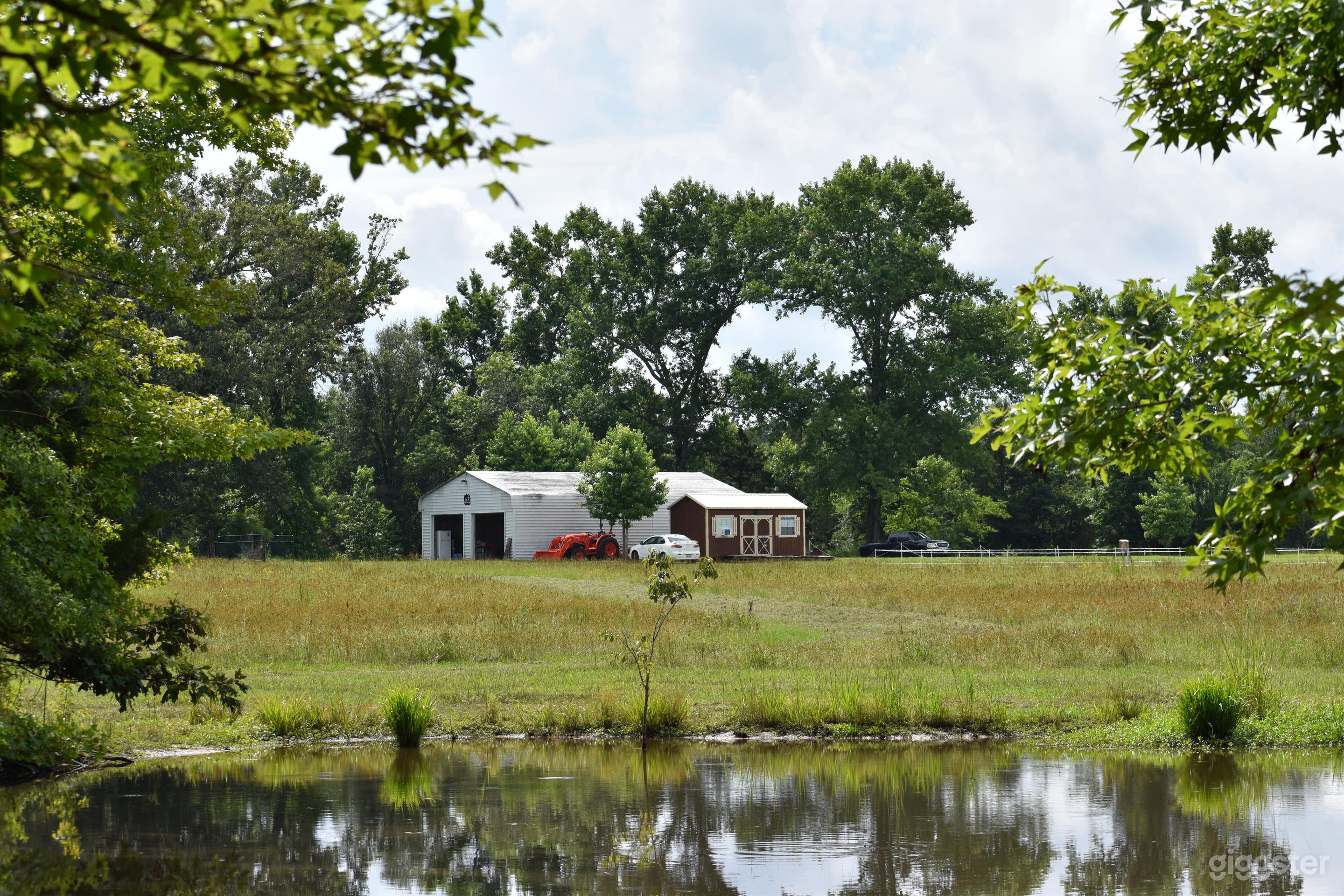 View from the pond to the main area of the property