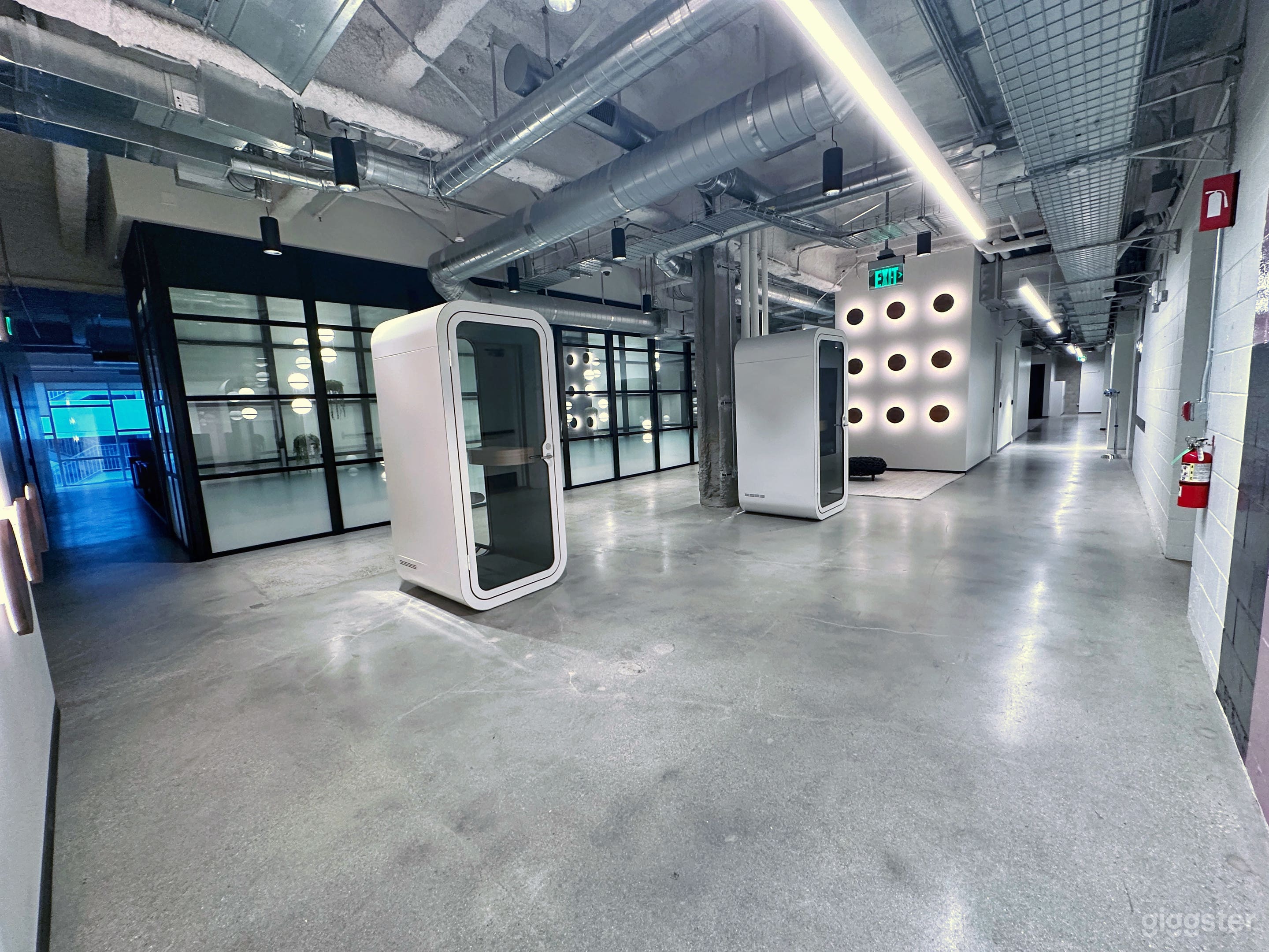 View with the privacy pods.