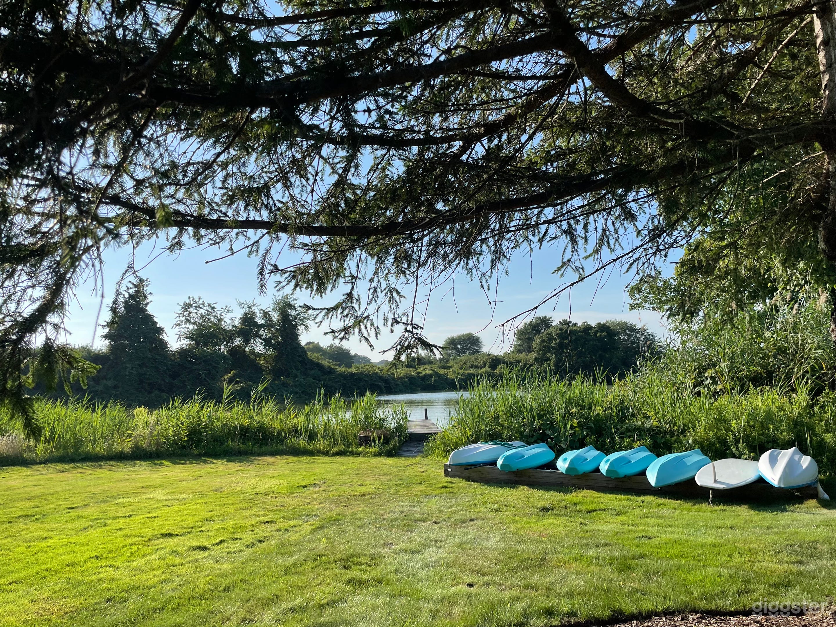 Pond opening for easy use of kayaks and paddle boards and fishing.