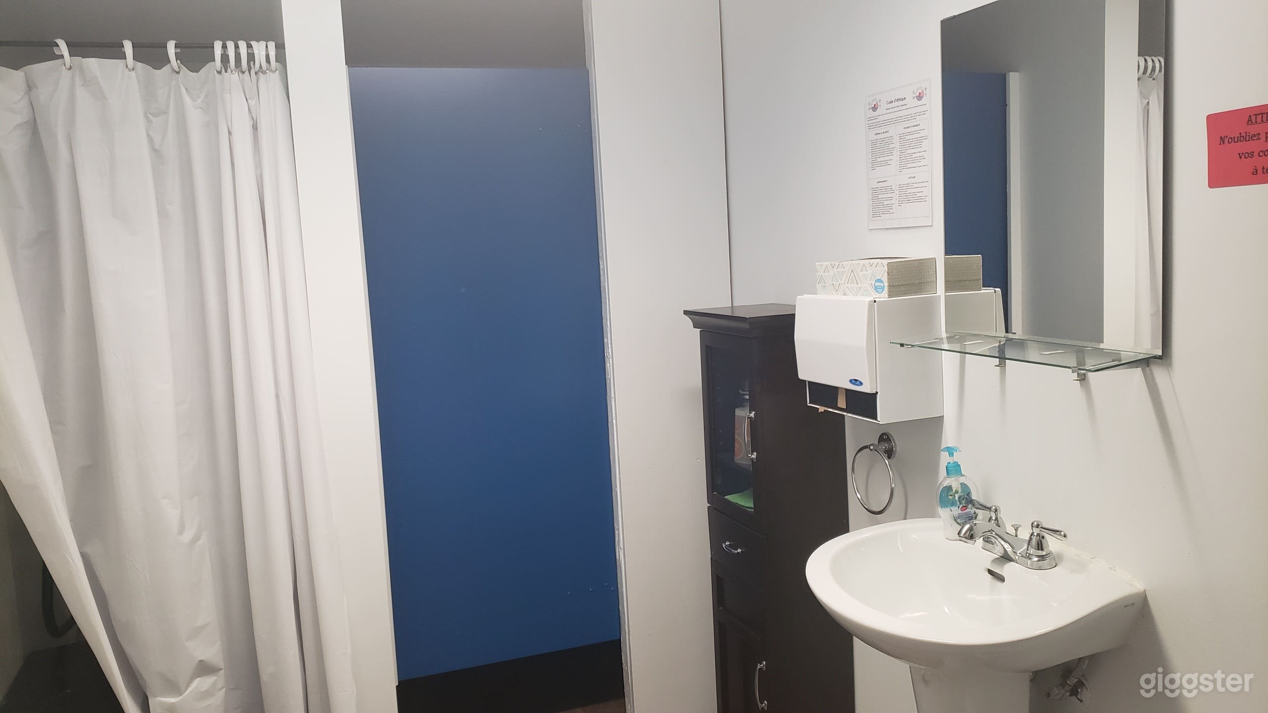 Womans bathroom and changing area