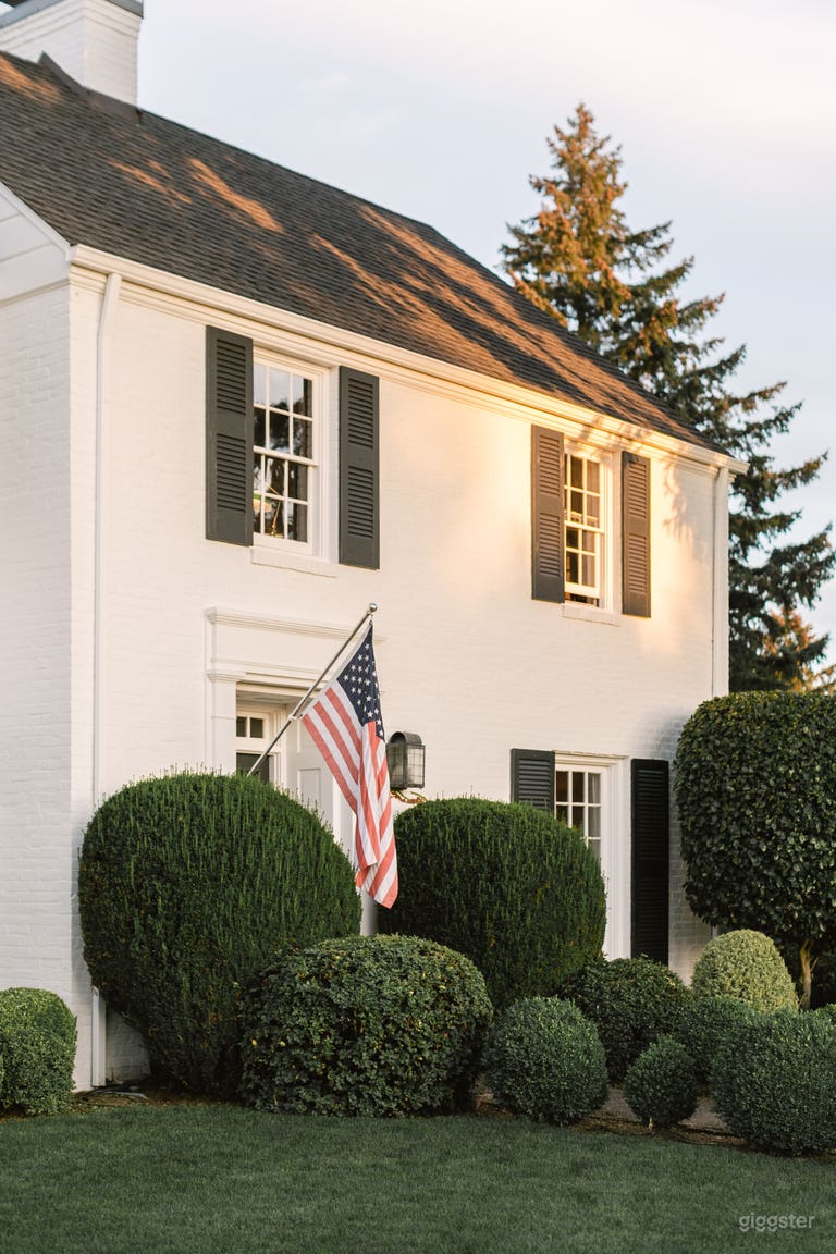  White Brick Colonial House with Spacious Backyard 