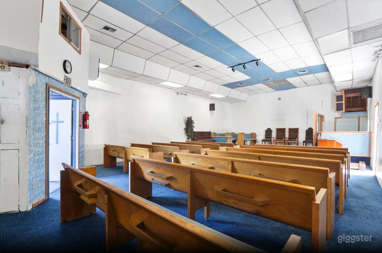  Vintage Church Sanctuary with Wooden Pews & Cinematic Altar 
