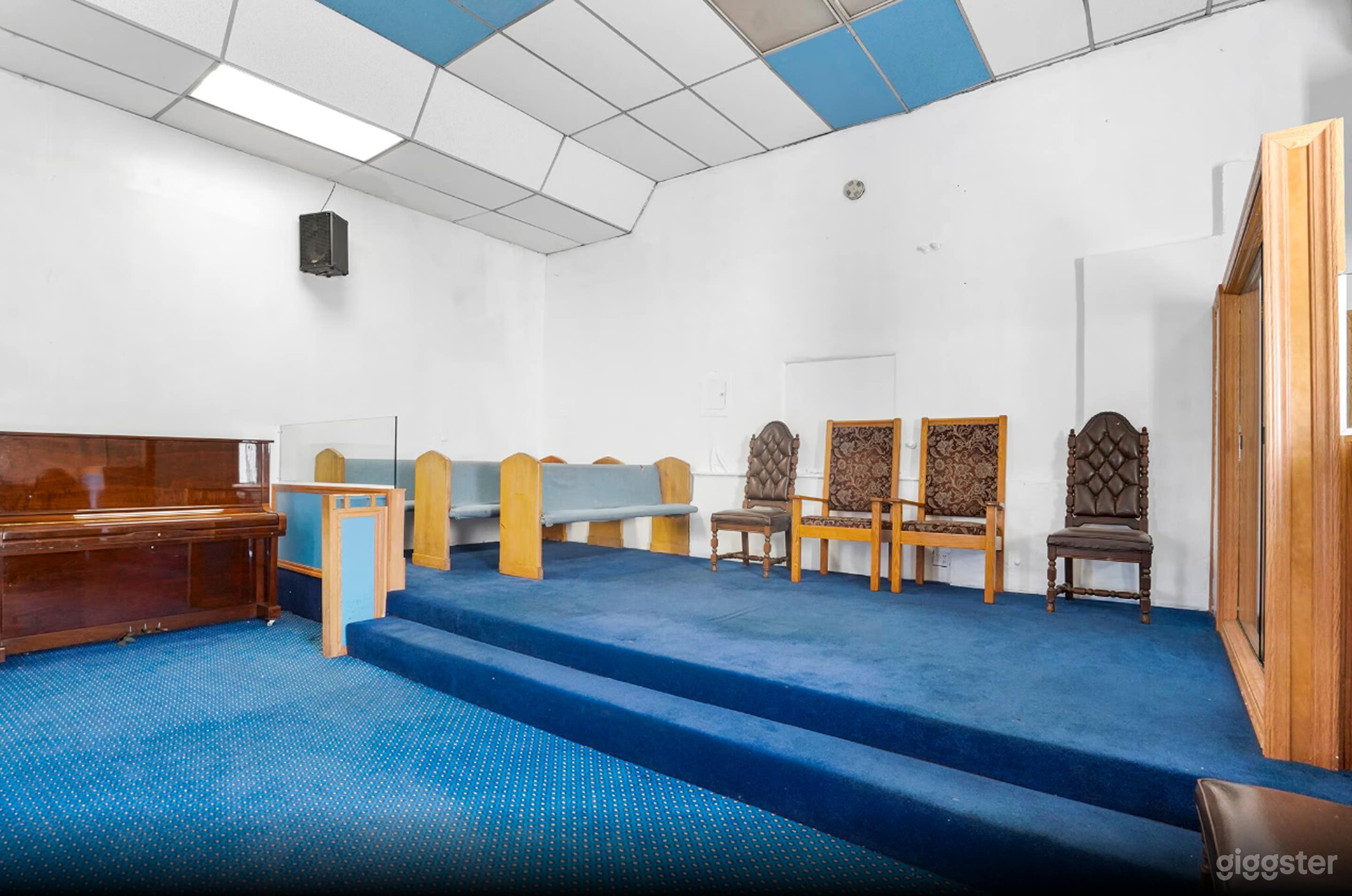 Vintage Church Sanctuary with Wooden Pews & Cinematic Altar Photo 4