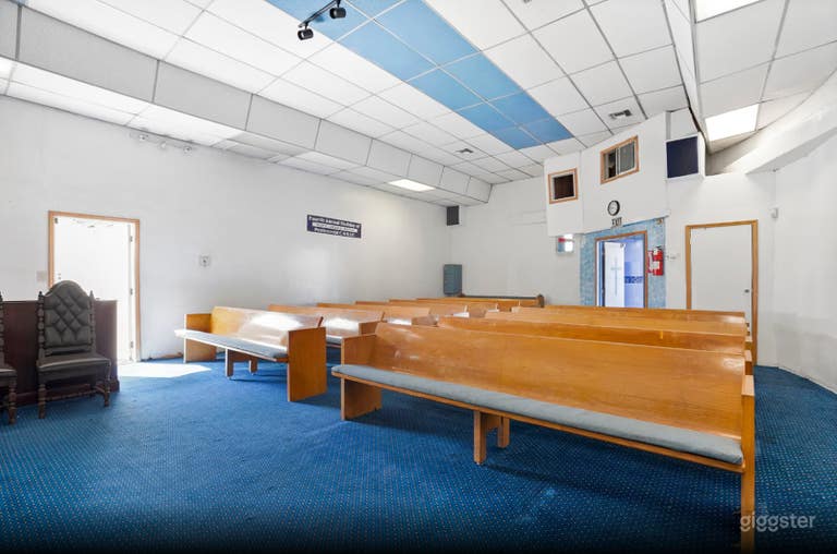  Vintage Church Sanctuary with Wooden Pews & Cinematic Altar 