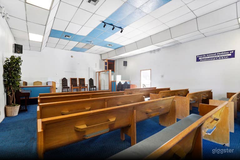  Vintage Church Sanctuary with Wooden Pews & Cinematic Altar 