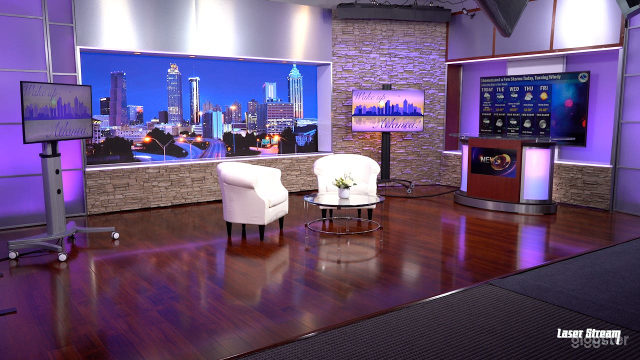 Broadcast Talk Show Studio Sets and Green Screen Photo 1