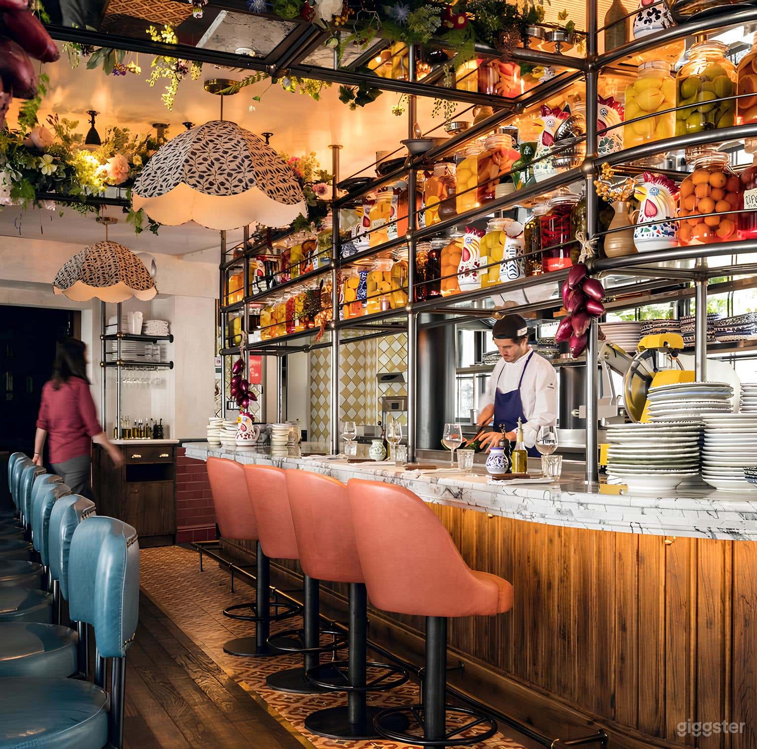 Photo de Trattoria rose d'inspiration florentine baignée de lumière naturelle 3