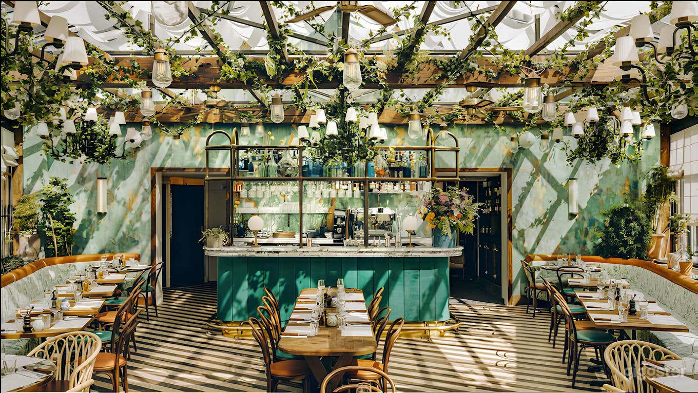 Photo de Trattoria rose d'inspiration florentine baignée de lumière naturelle 2