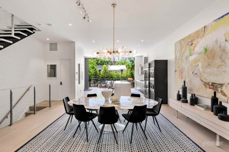  From edge of living room to dining and kitchen in back. Those doors open completely
 