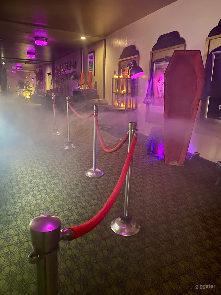  Lobby decorated for a showing of Nosferatu.  