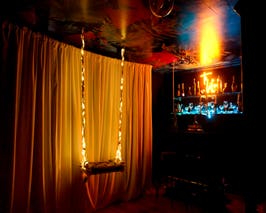  Swing and white velvet curtain back drop 