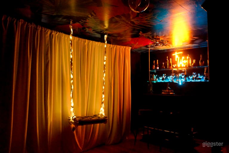  Swing and white velvet curtain back drop 