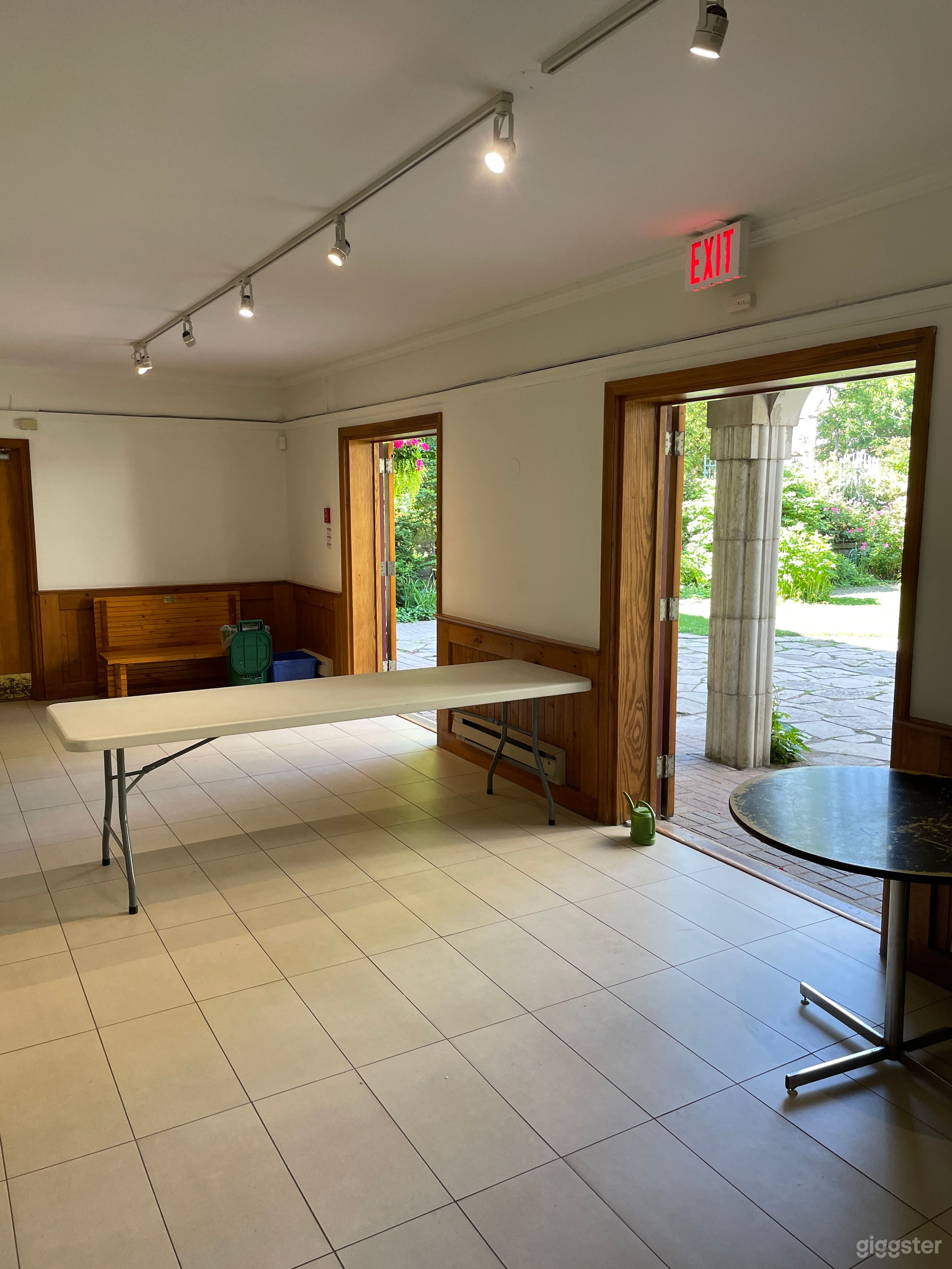 Fellowship Hall, French doors leading to Courtyard