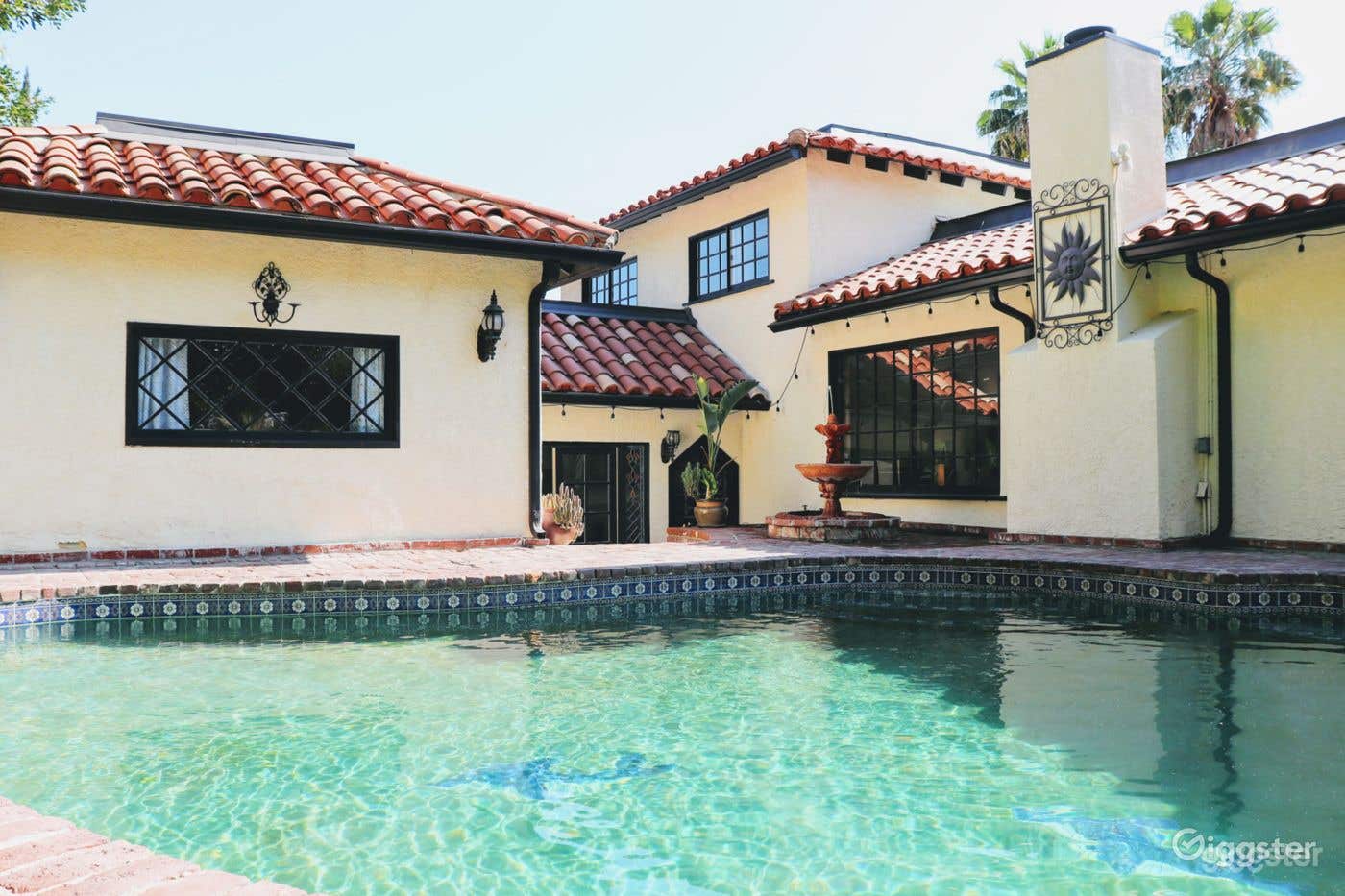 Charming Mediterranean Pool - tiles &amp; brick floor Photo 1