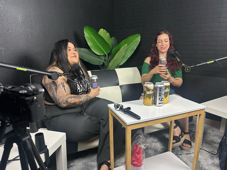  Moody Black Sparkle Studio - Woman-Owned Podcast & Audiobook 