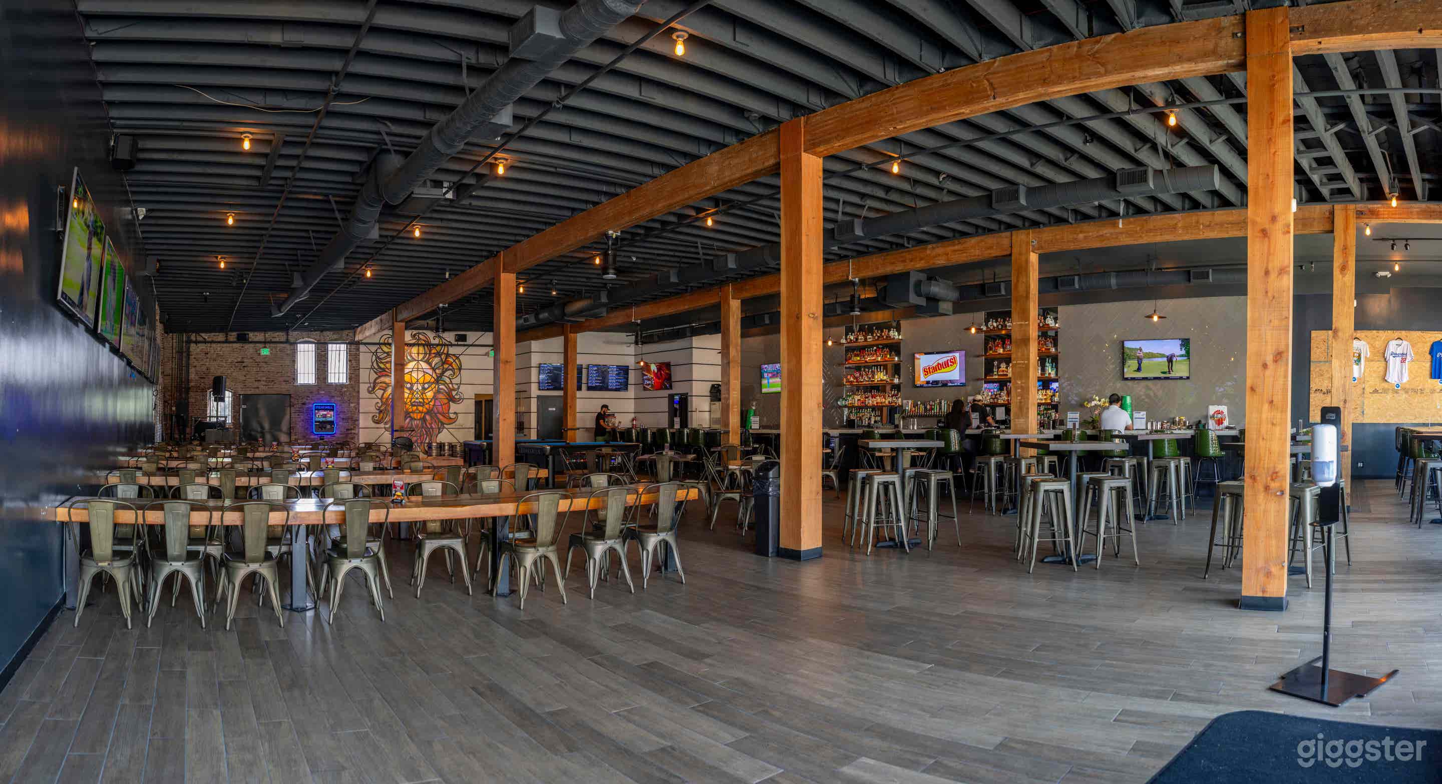 Large open space, with large and small tables.