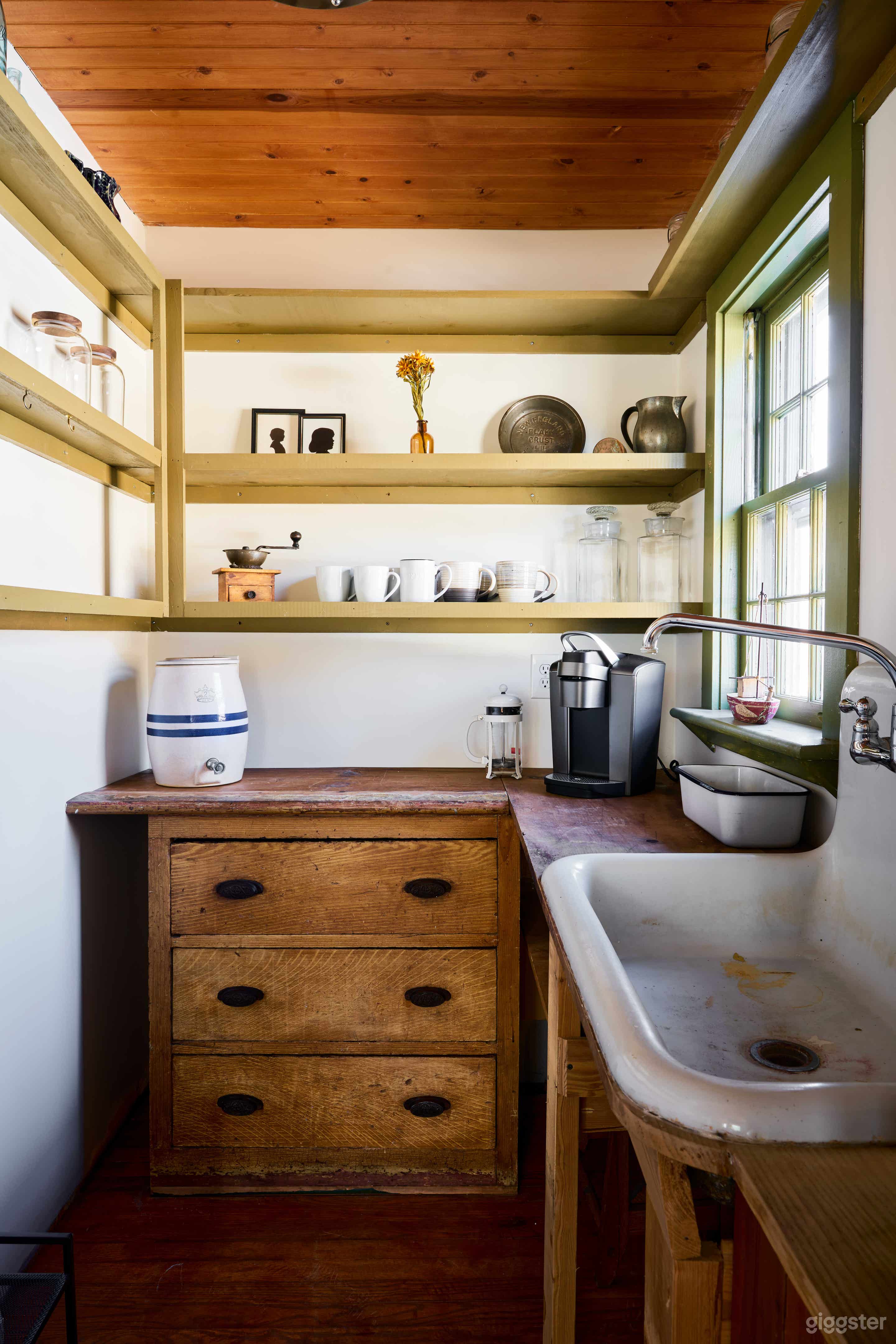 Cute Kitchen pantry with coffee station