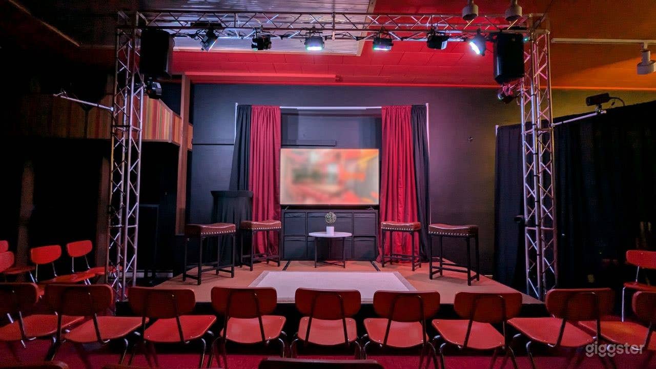 Straight on view of the stage