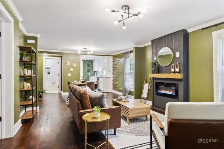  Living area with an electric fireplace 