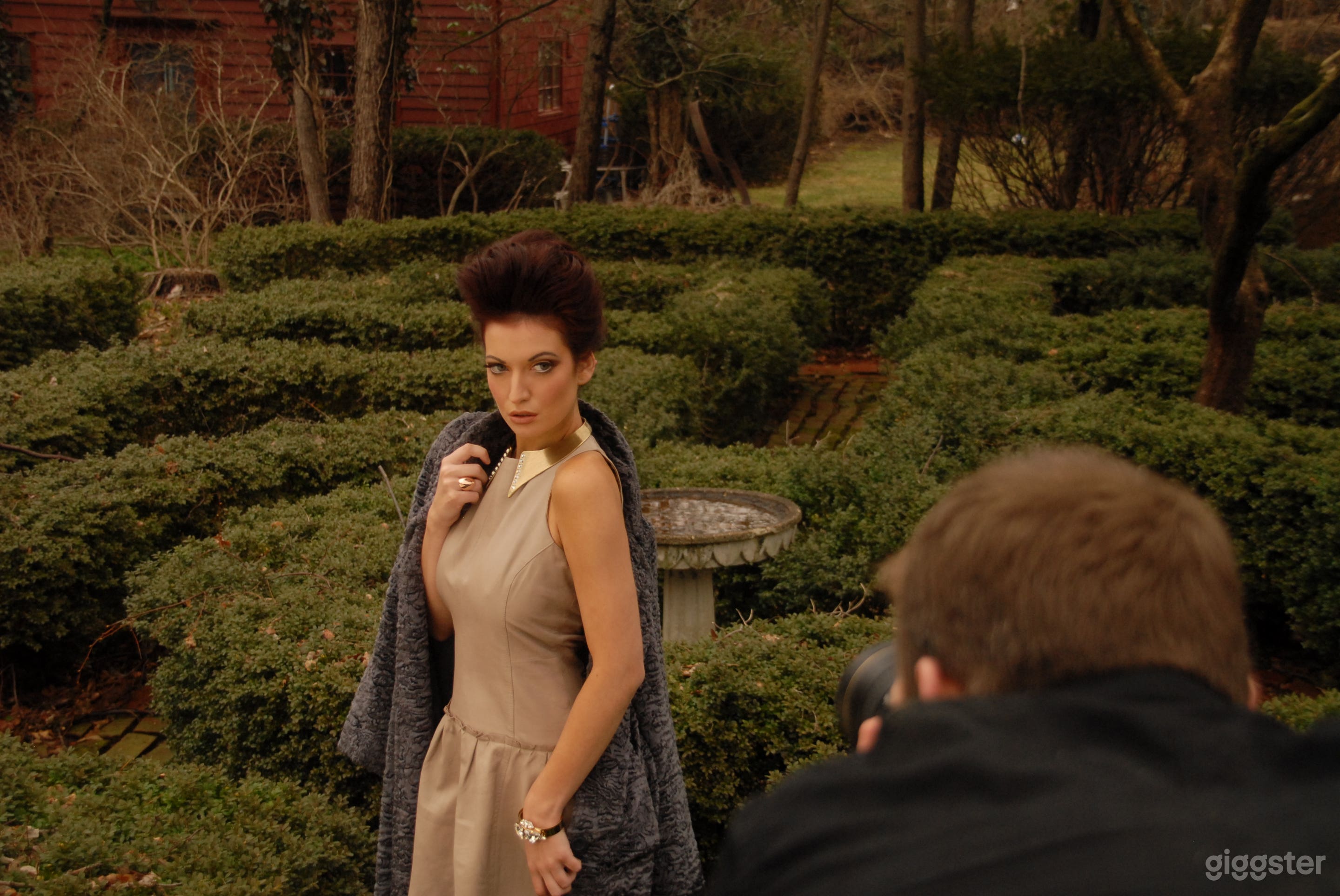 Boxwood maze Gardens and other garden /fountain areas on property for unique backdrops