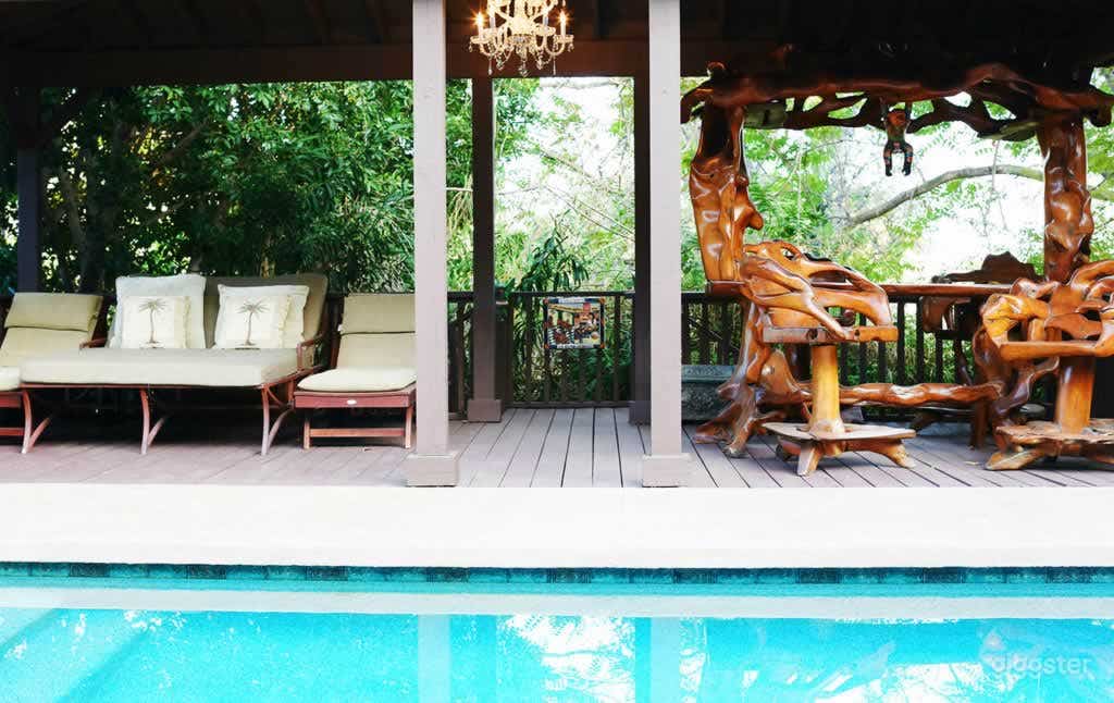 Garden Pool in a Beautiful Mediterranean Home Photo 2