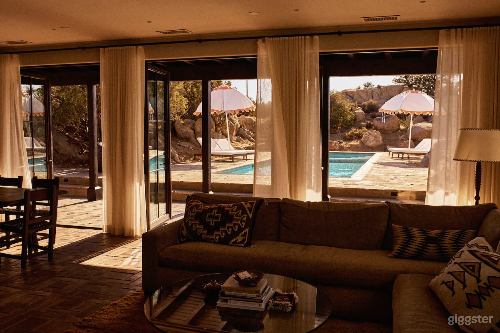 View from the living room to the pool deck.