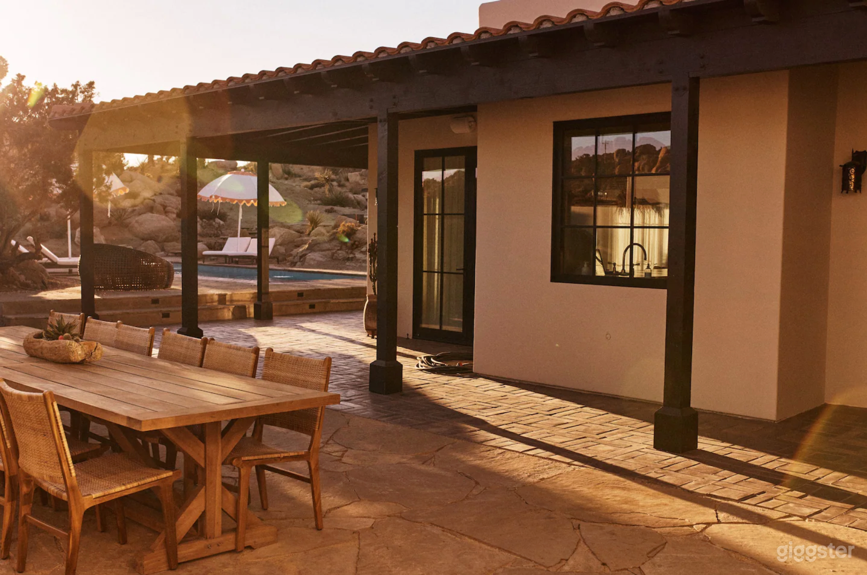 View of the private outdoor courtyard facing the pool deck.