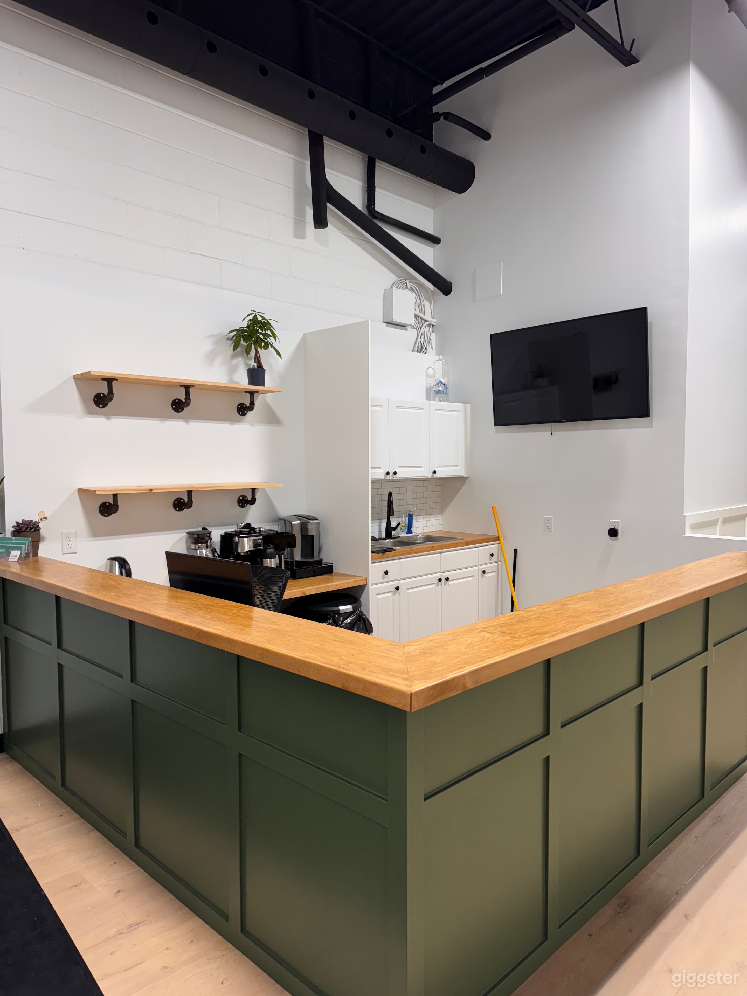 Front desk/kitchenette. 