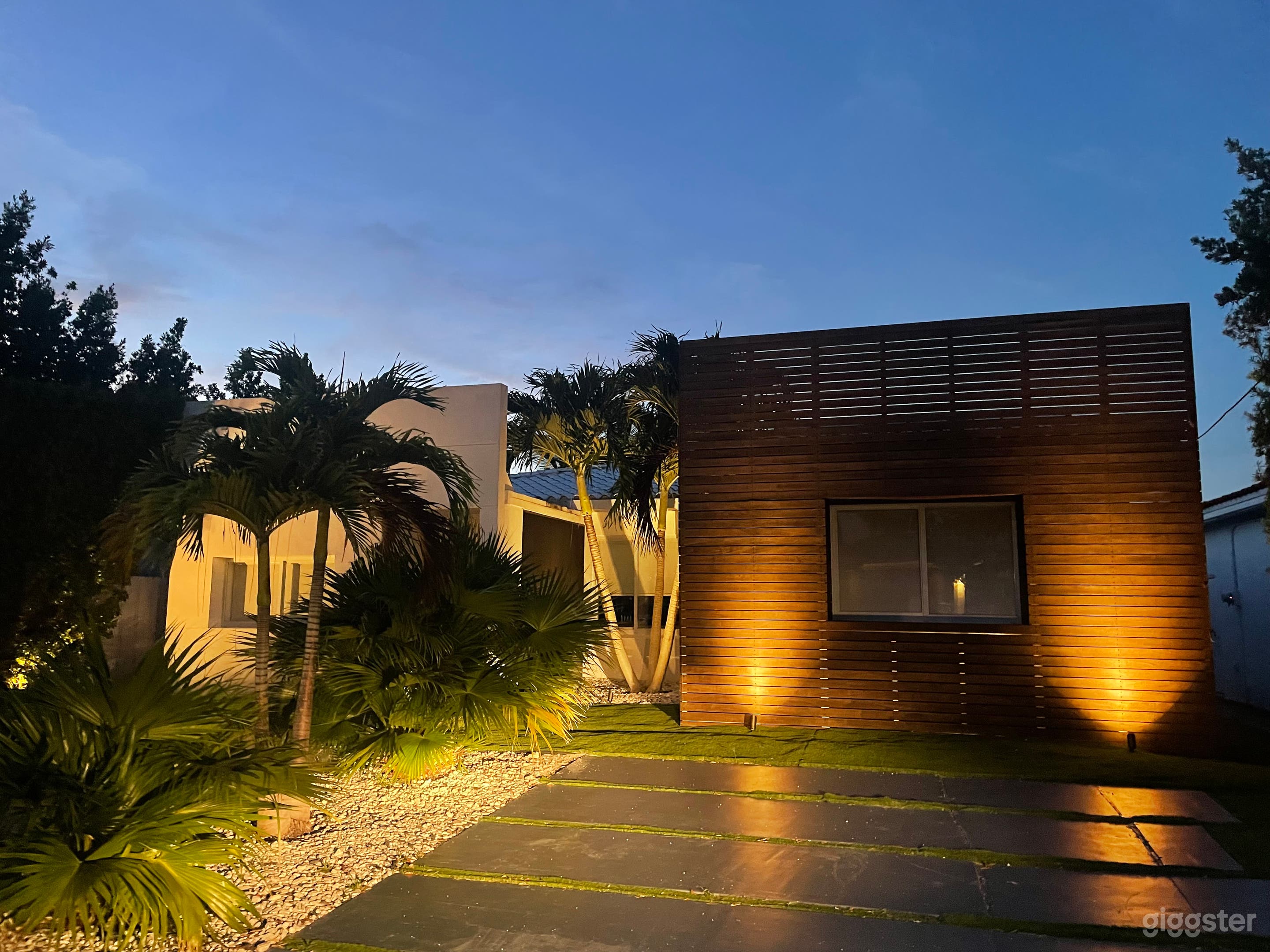 Nigh time Front Driveway for 4 cars 