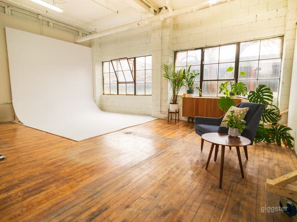 Sunlit Industrial Loft Modern Lounge Setup