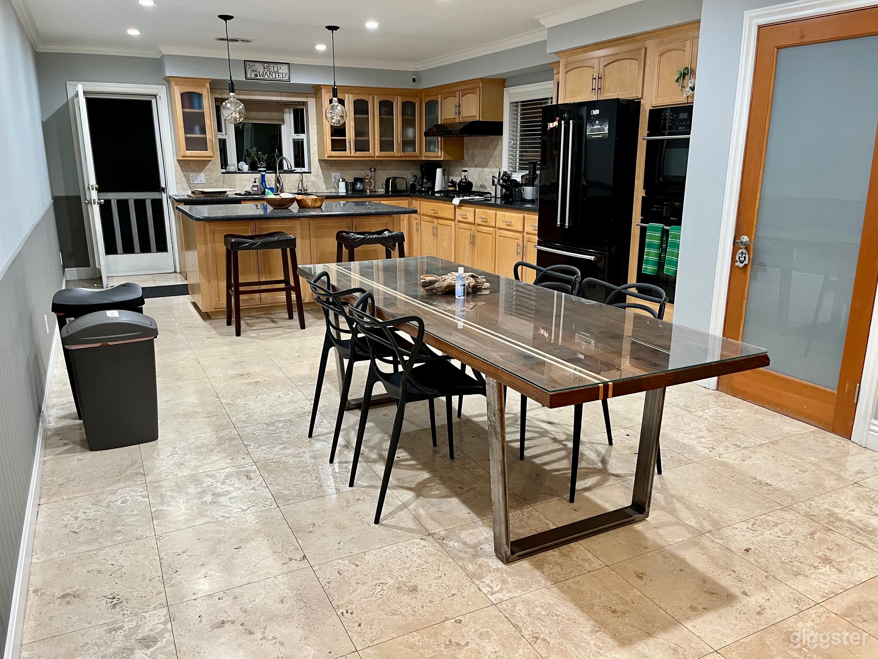Kitchen with 8 ft. walnut table