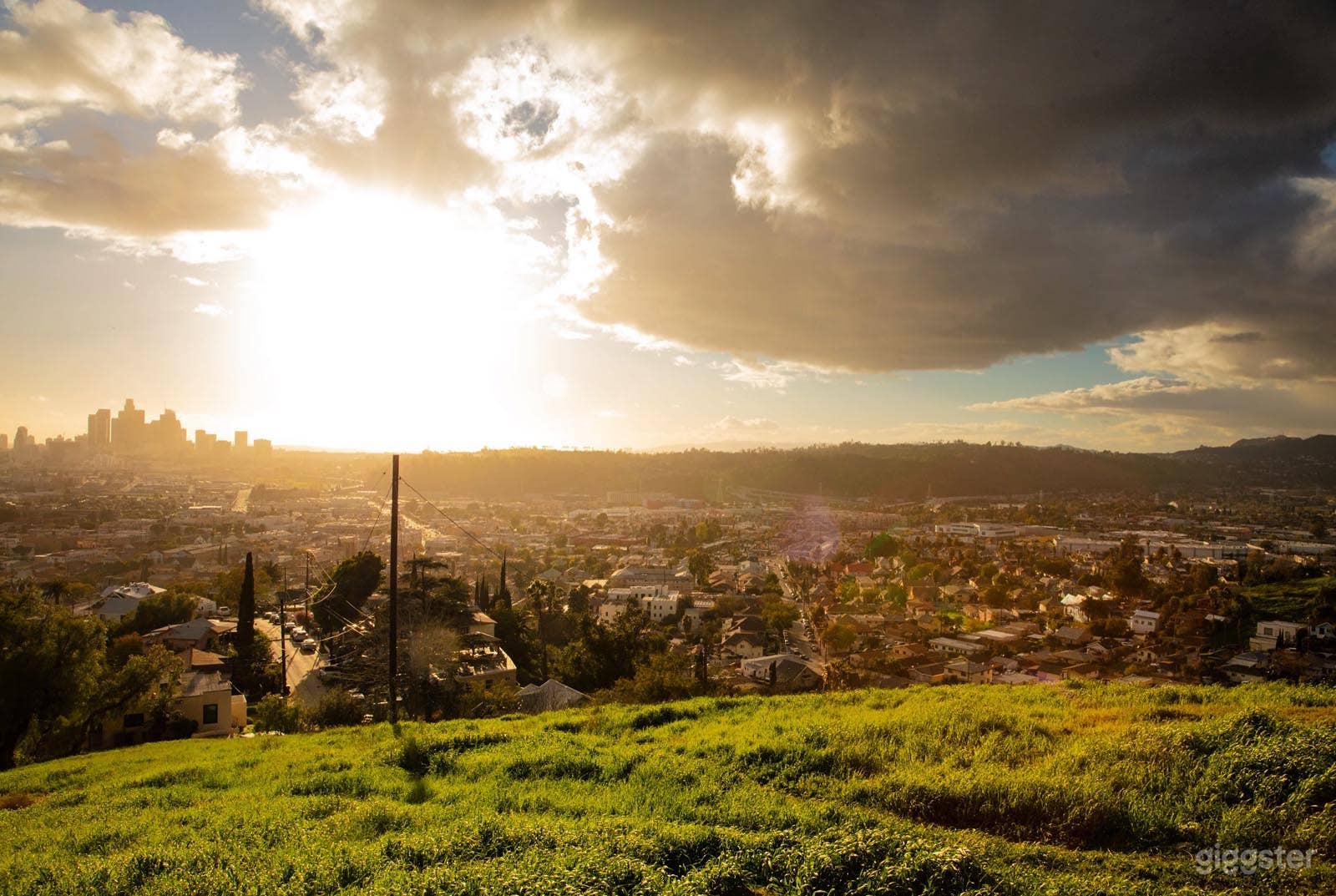 360 hilltop view of Downtown LA Skyline Sunset Photo 2