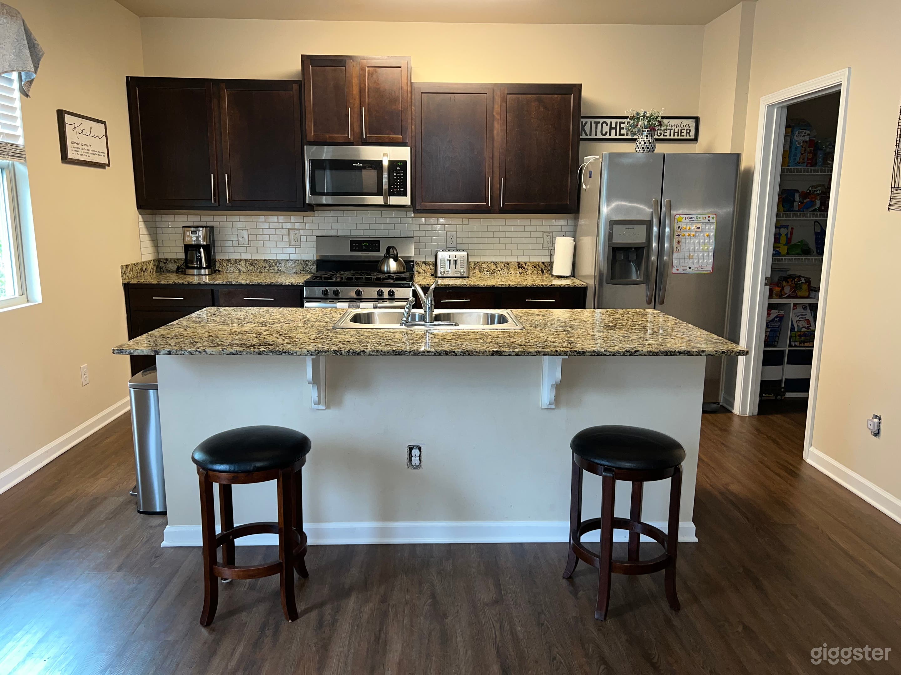 Kitchen with oversized pantry.