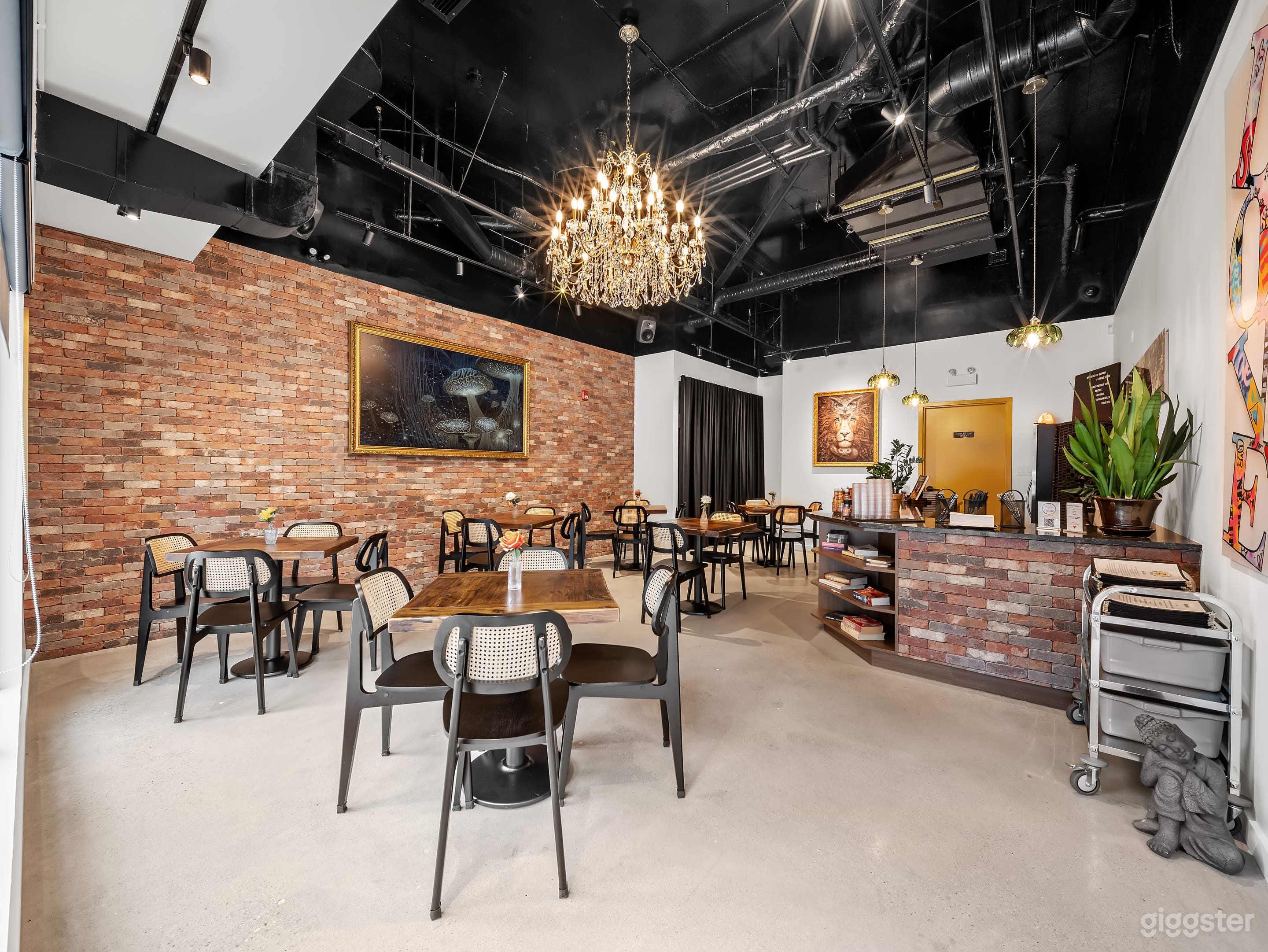 Modern Corner Café with Exposed Brick & Patio Photo 1
