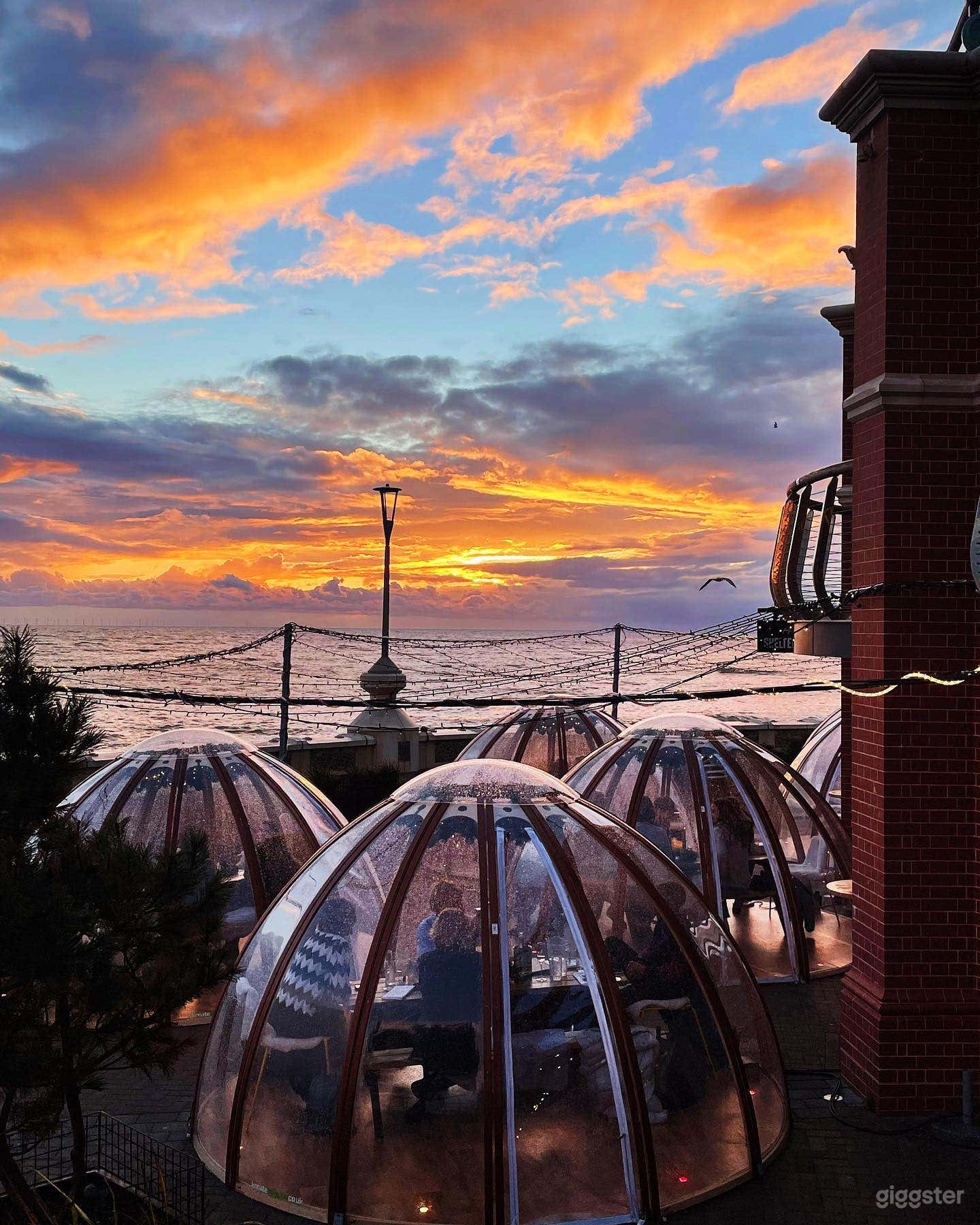 The terrace at sunset.