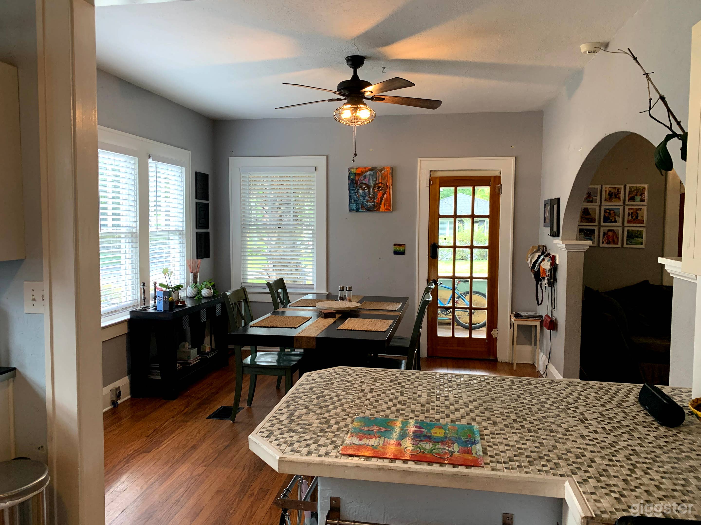 Kitchen island and dining room