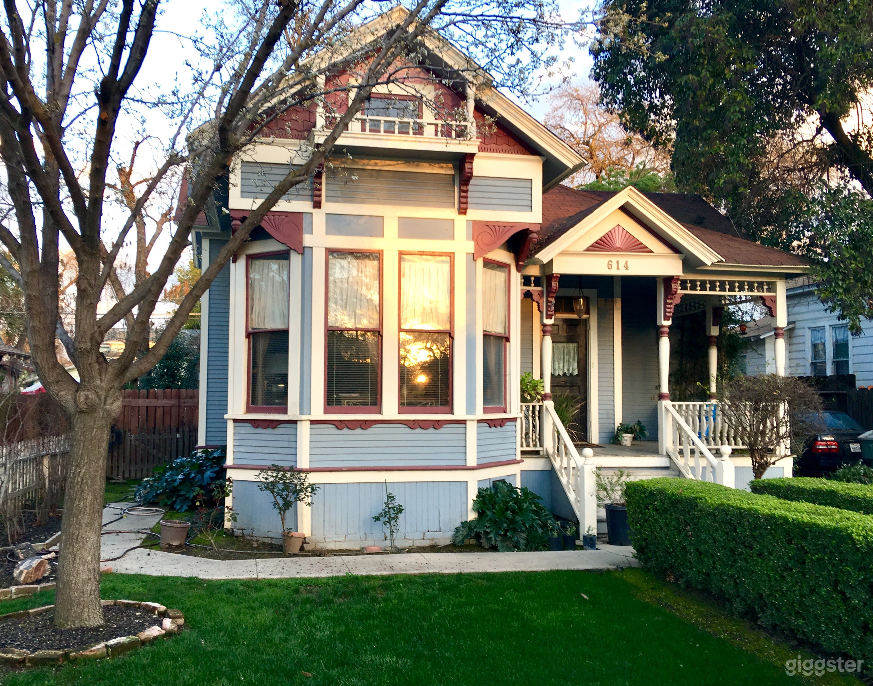 Winter view, 1904 Eastlake Victorian front elevation.