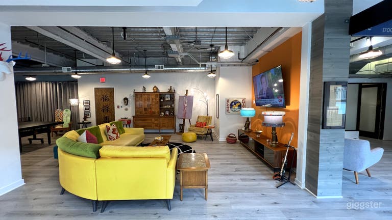  Living area with large TV. 