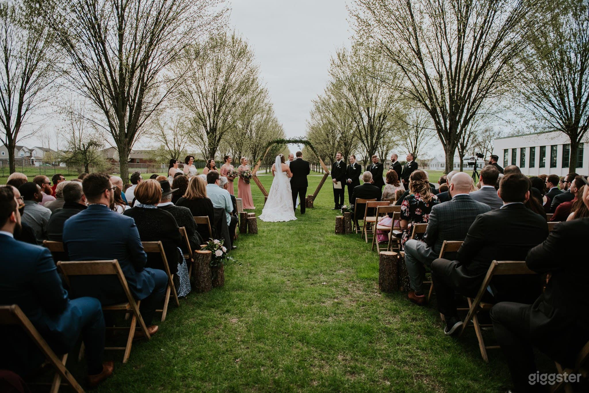 Packard Proving Grounds - outdoor ceremony in the spring on the boulevard